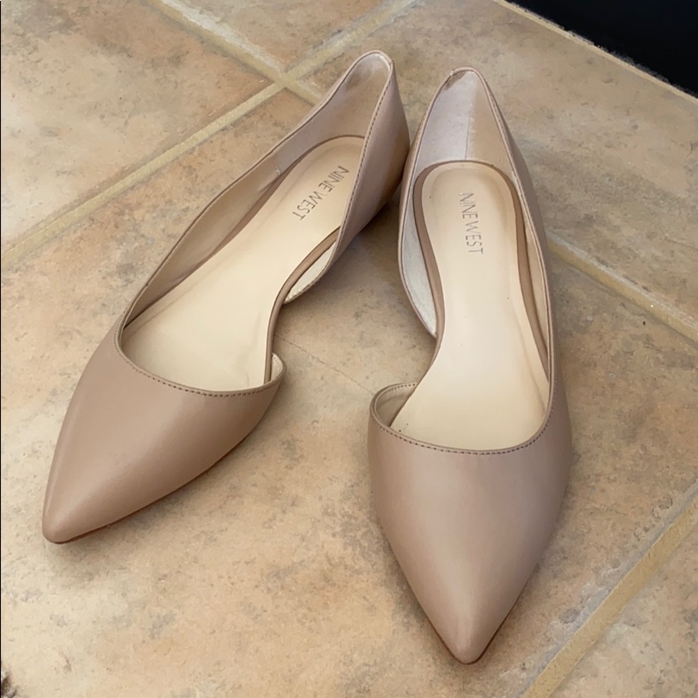 Nine West Half d’Orsay Nude Ballet Flats Size 8.5
